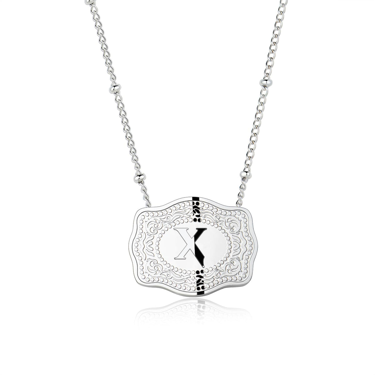 Dainty Belt Buckle Letter Initial Necklaces — product detail