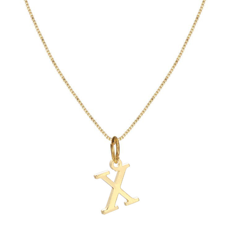 14k Minimal Serif Initial Necklace — product detail