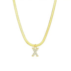 Dainty Diamond Letter Initial Herringbone Necklace — product detail