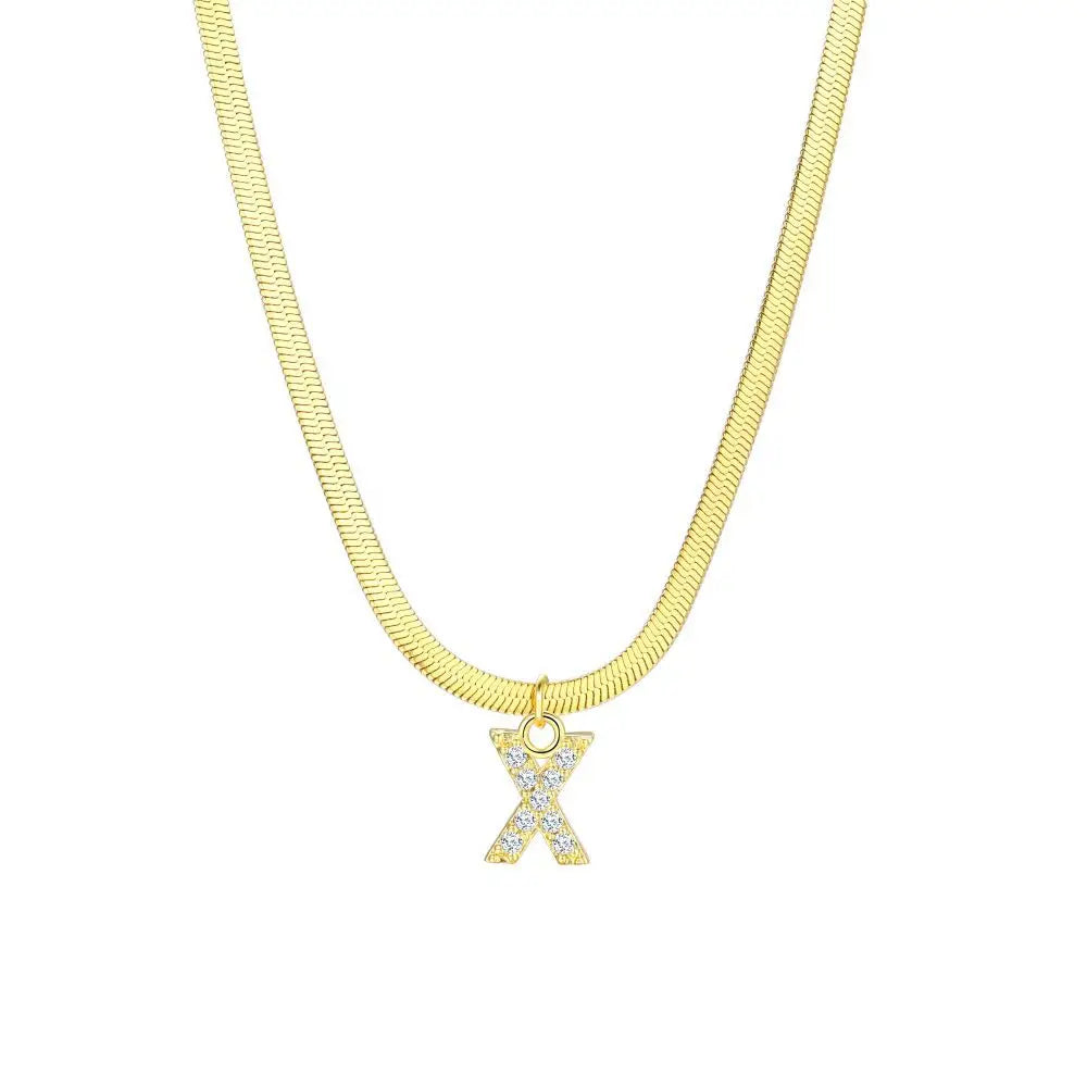 Dainty Diamond Letter Initial Herringbone Necklace — product detail