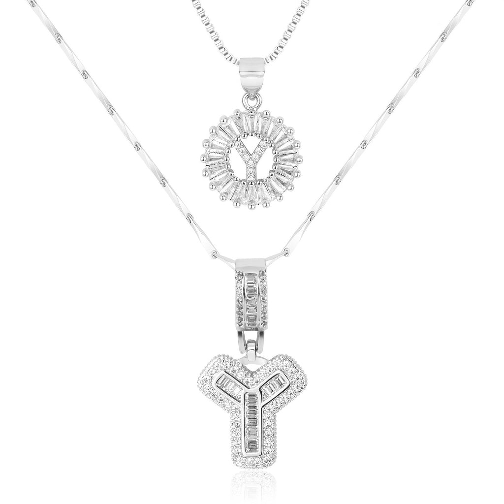 2pc 14k Sparkling Letter Initial Necklaces — product detail