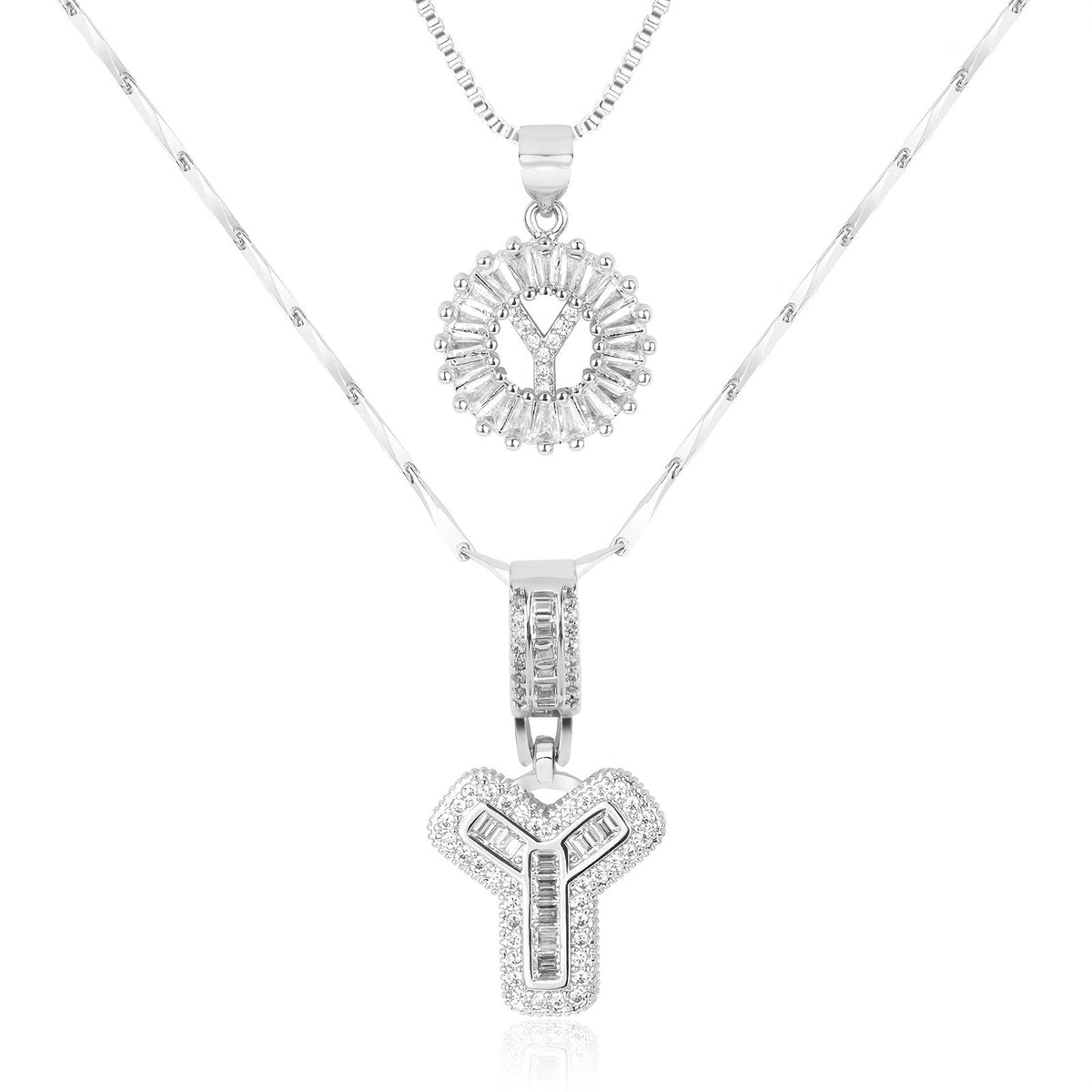 2pc 14k Sparkling Letter Initial Necklaces — product detail