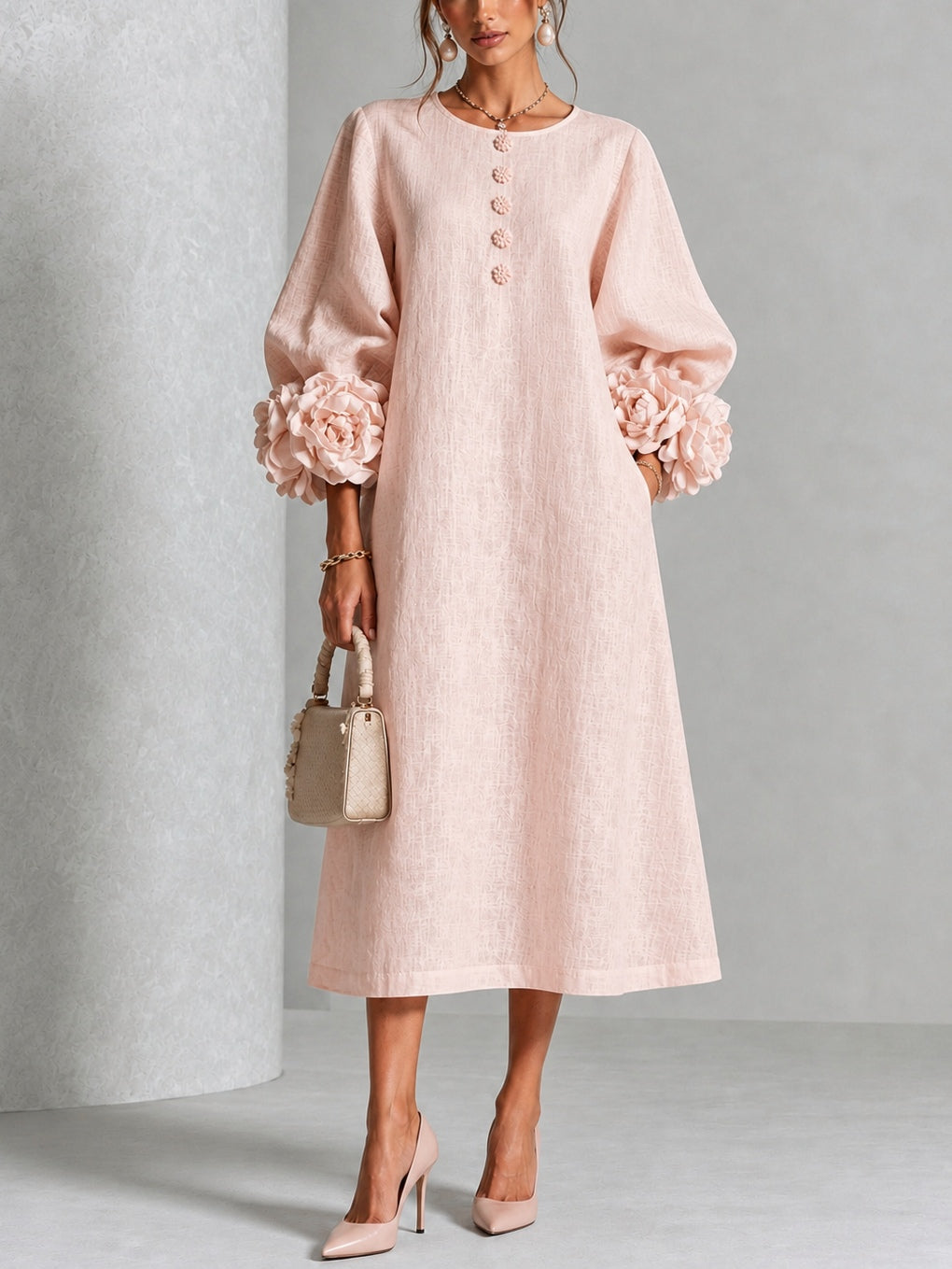 CHARLOTTE AVALON | ROSETTE CUFF MIDI DRESS FOR WOMAN
