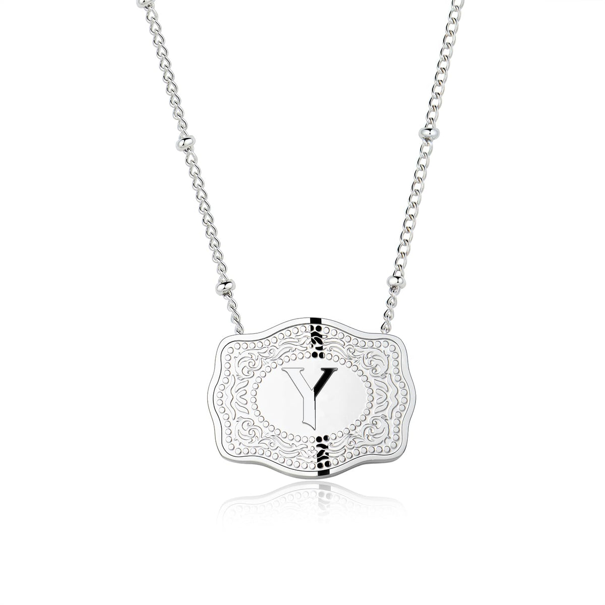 Dainty Belt Buckle Letter Initial Necklaces — product detail