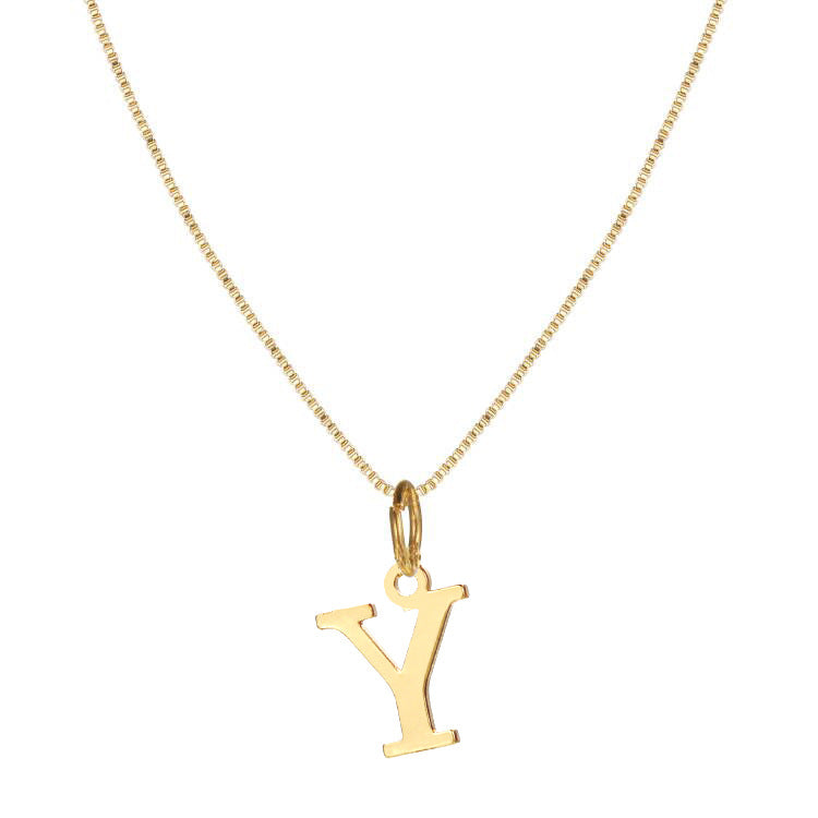 14k Minimal Serif Initial Necklace — product detail