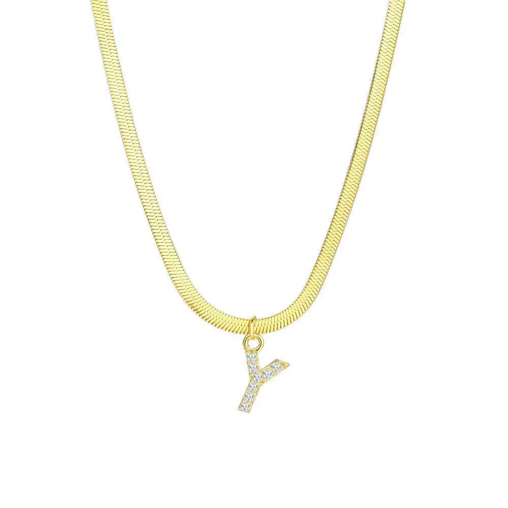 Dainty Diamond Letter Initial Herringbone Necklace — product detail