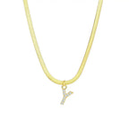 Dainty Diamond Letter Initial Herringbone Necklace — product detail