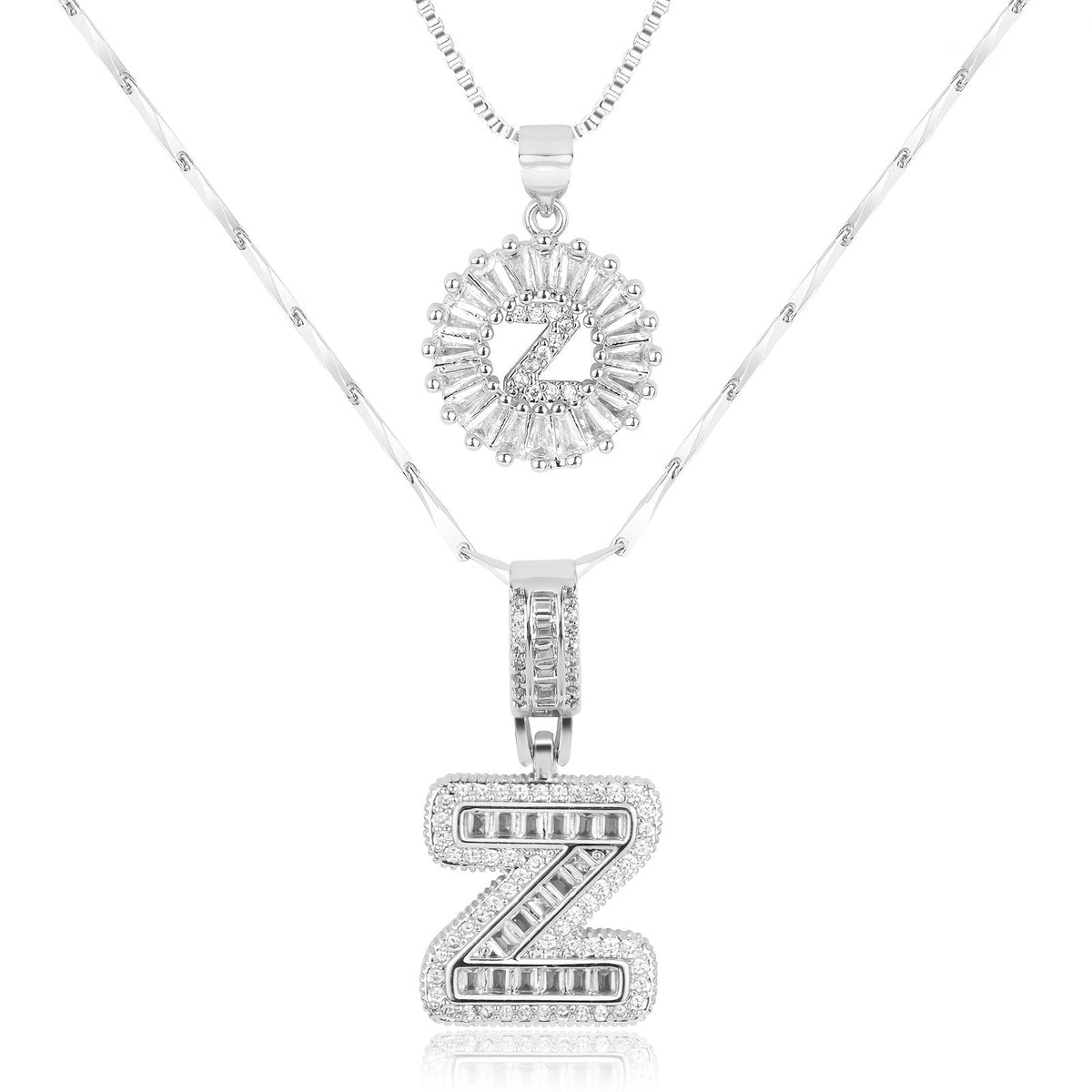 2pc 14k Sparkling Letter Initial Necklaces — product detail