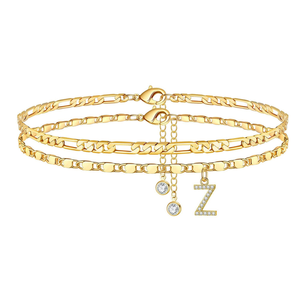 2pc 14k Sparkling Letter Initial Anklet — product detail