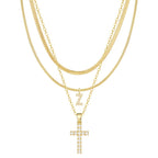 3pc 14k Diamond Accented Initial & Cross Necklace Set — product detail