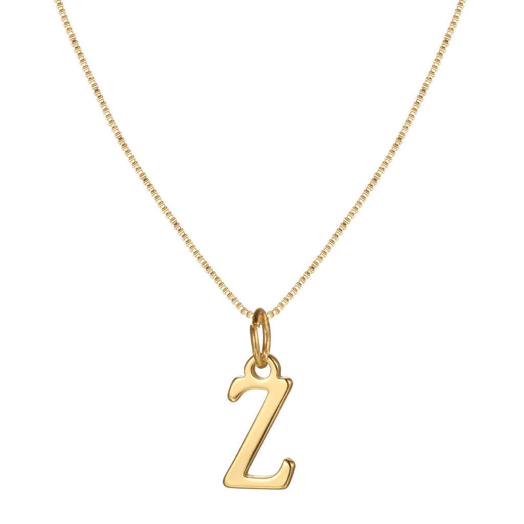 14k Minimal Serif Initial Necklace — product detail