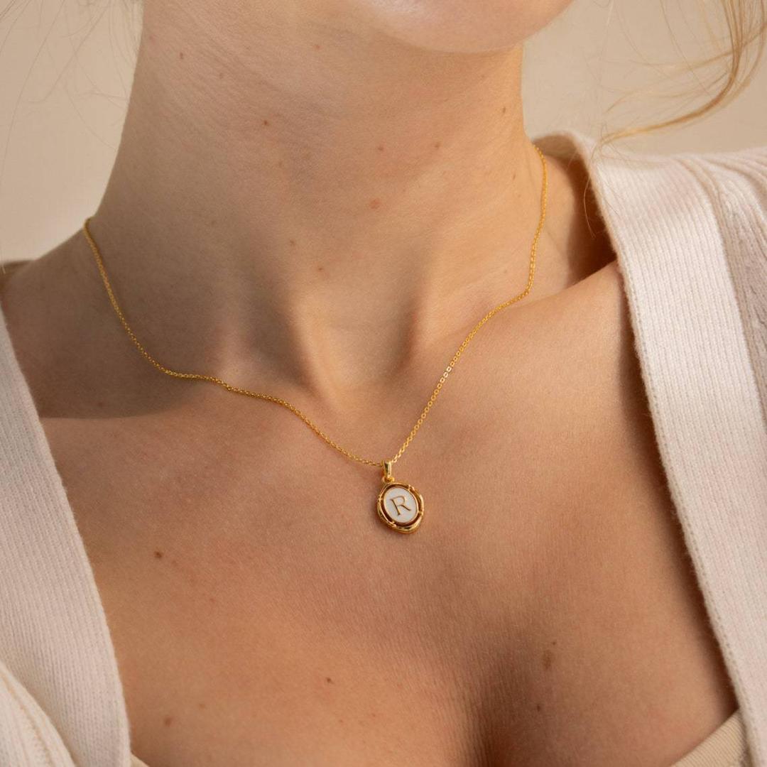 Accented Initial Chain Charm Necklace — product detail