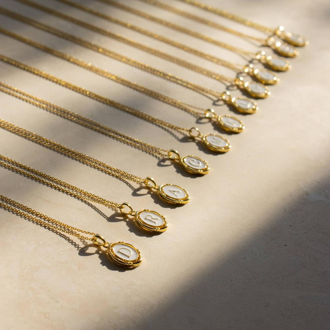 Accented Initial Chain Charm Necklace — product detail