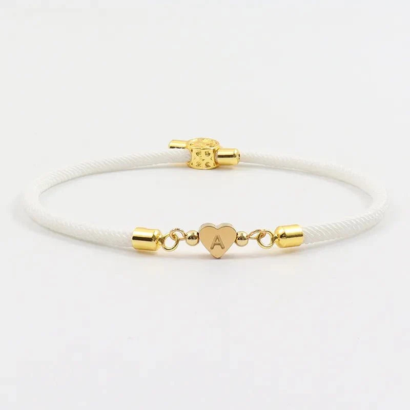 Adjustable Heart Letter Initial Bracelets — product detail