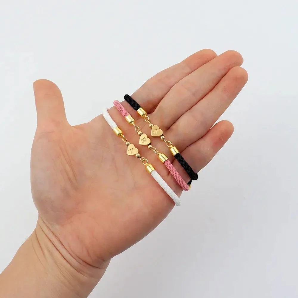 Adjustable Heart Letter Initial Bracelets — product detail