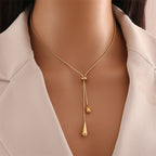 Adjustable Pull Droplet Lariat Necklace and Earrings — product detail
