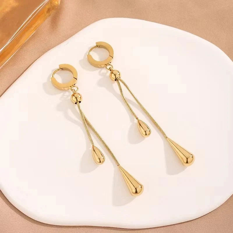 Adjustable Pull Droplet Lariat Necklace and Earrings — product detail