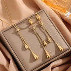 Adjustable Pull Droplet Lariat Necklace and Earrings — product detail