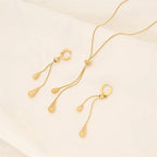 Adjustable Pull Droplet Lariat Necklace and Earrings — product detail