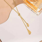 Adjustable Pull Droplet Lariat Necklace and Earrings — product detail