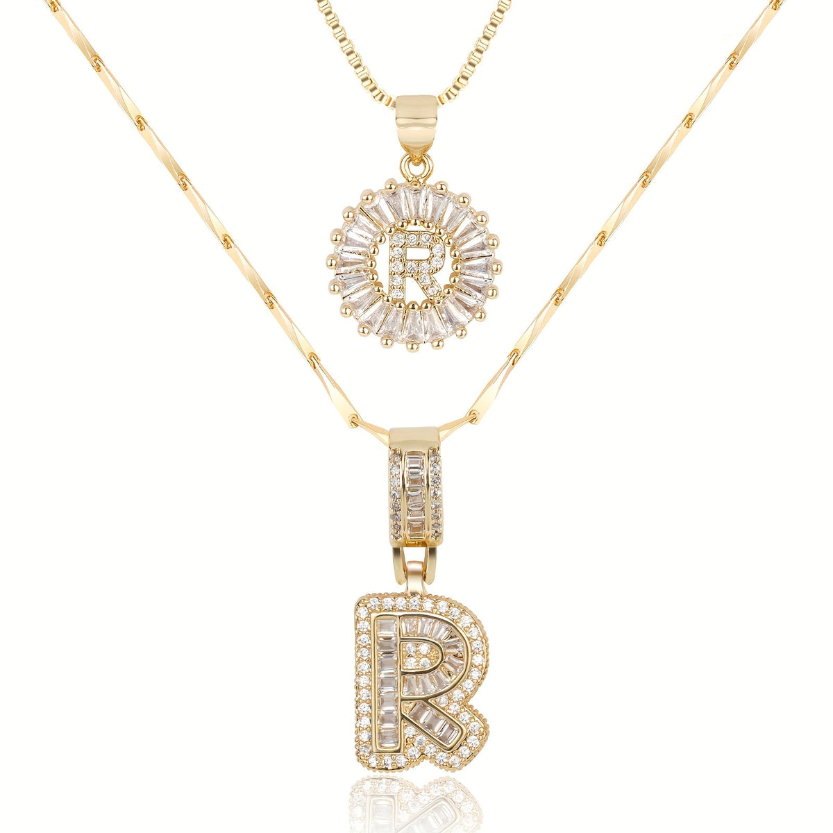 2pc 14k Sparkling Letter Initial Necklaces — product detail