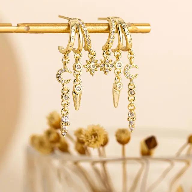 14k Triple Huggie Dangle Earrings Pair — product detail