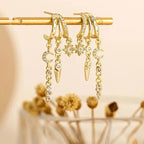 14k Triple Huggie Dangle Earrings Pair — product detail