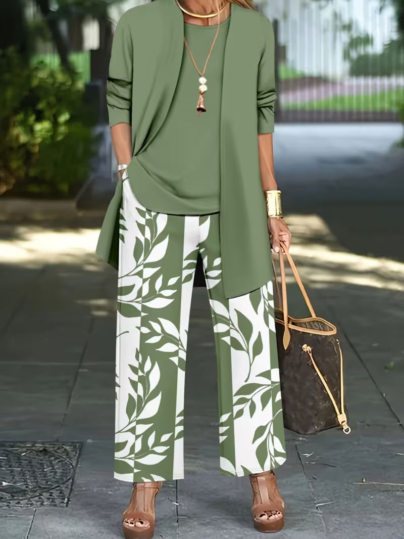 Chloe™ | Casual Leaf Print three Piece Set