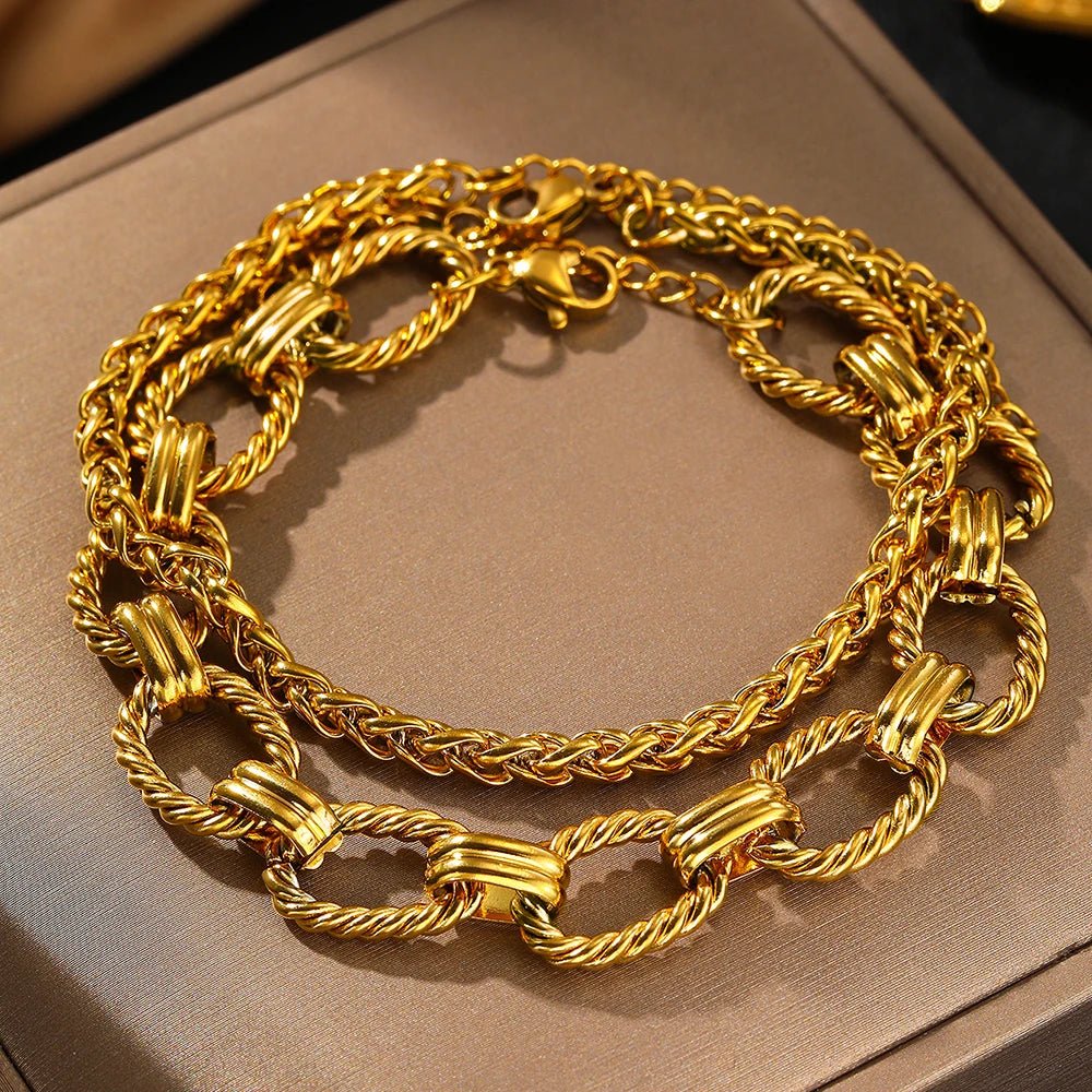 Chunky Paperclip & Weave Chain Bracelet Set — product detail