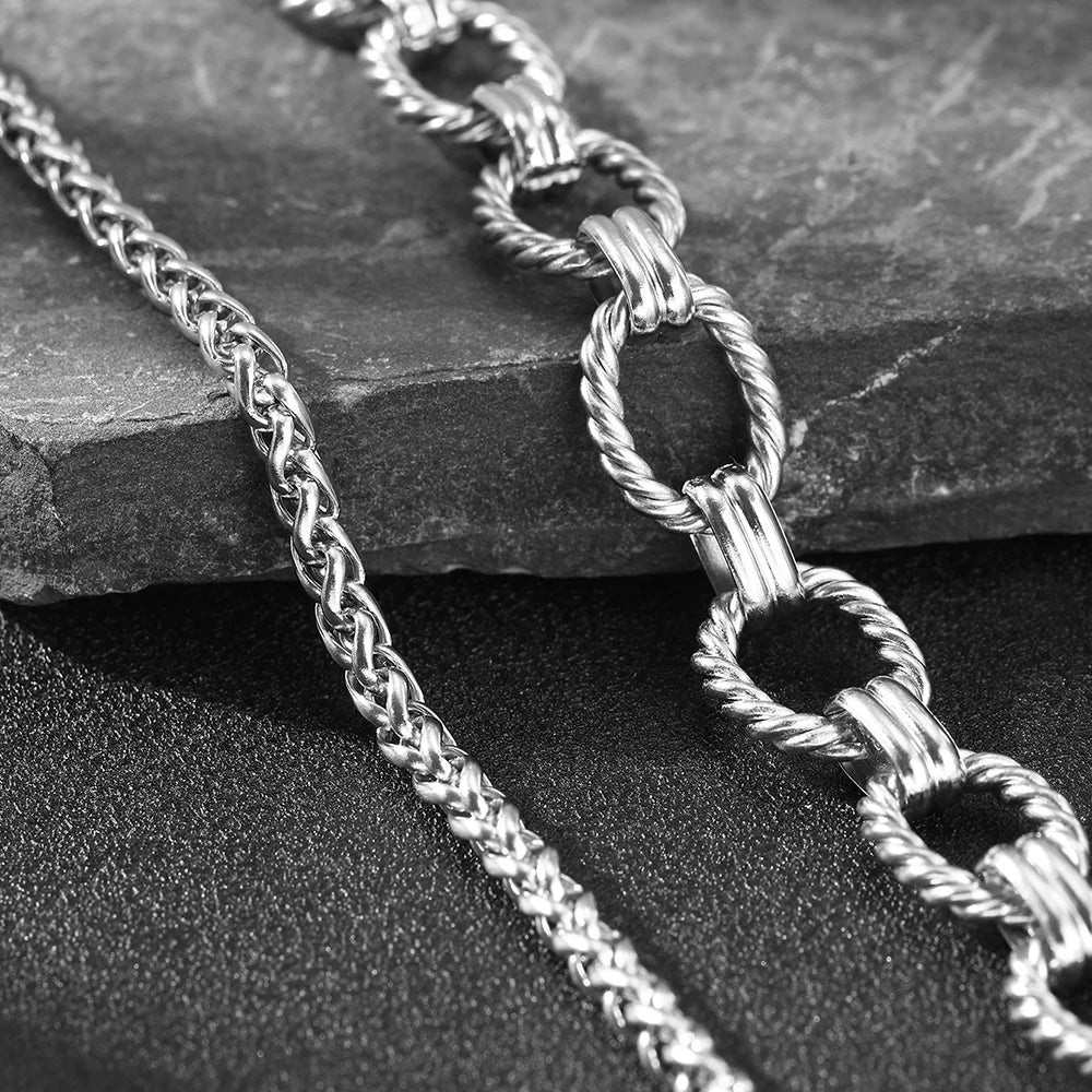 Chunky Paperclip & Weave Chain Bracelet Set — product detail