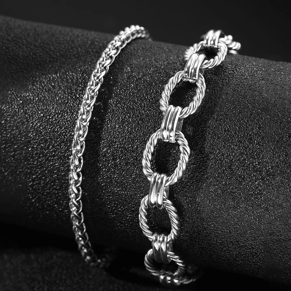 Chunky Paperclip & Weave Chain Bracelet Set — product detail