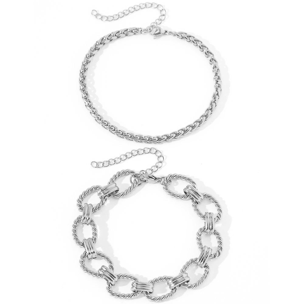 Chunky Paperclip & Weave Chain Bracelet Set — product detail