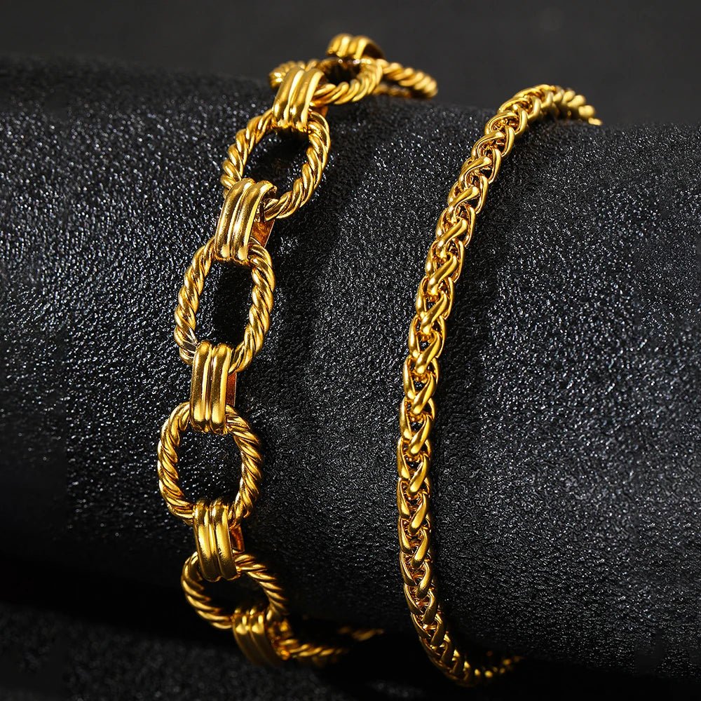 Chunky Paperclip & Weave Chain Bracelet Set — product detail