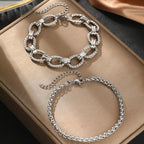 Chunky Paperclip & Weave Chain Bracelet Set — product detail