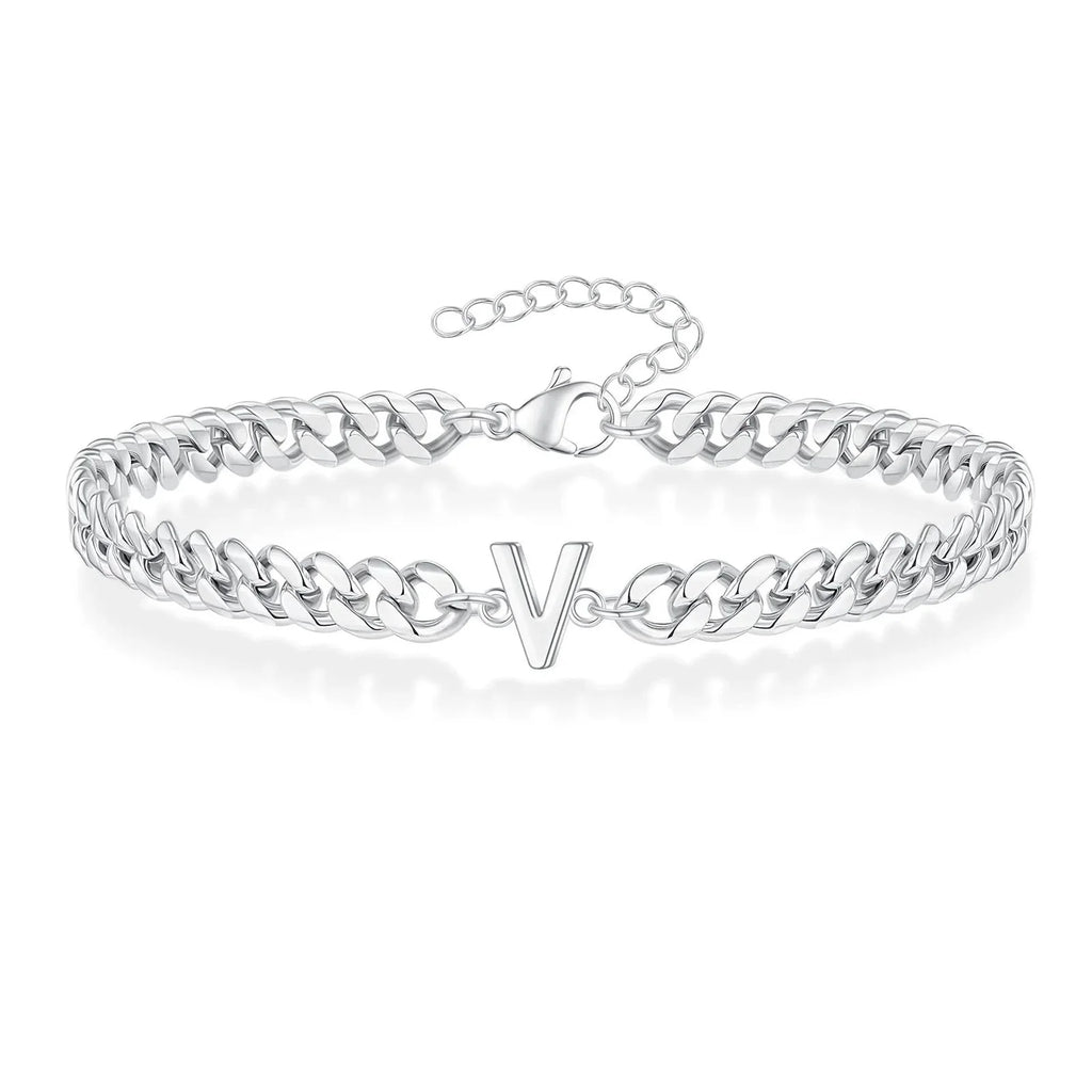 Couples Letter Initial Cuban Bracelet — product detail