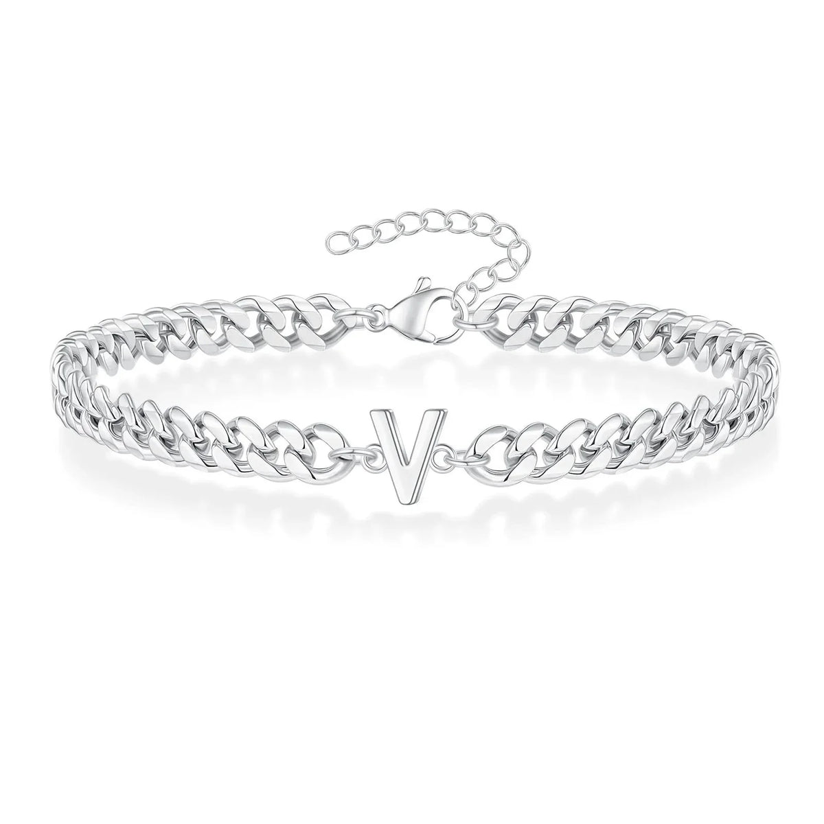 Couples Letter Initial Cuban Bracelet — product detail