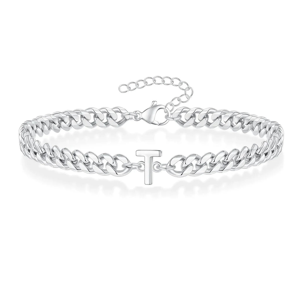 Couples Letter Initial Cuban Bracelet — product detail