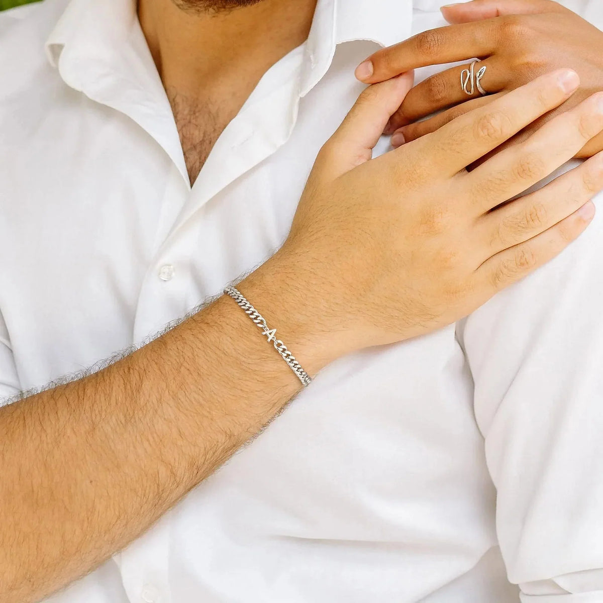 Couples Letter Initial Cuban Bracelet — product detail