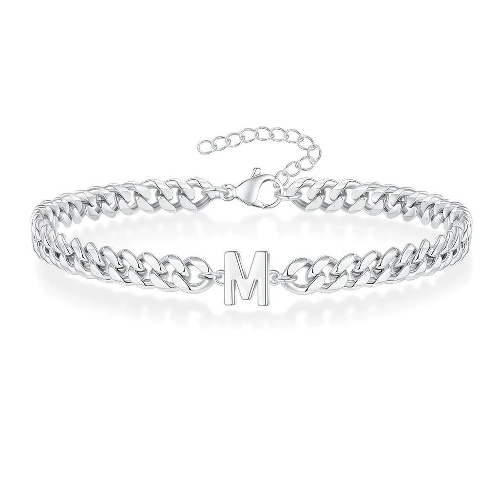 Couples Letter Initial Cuban Bracelet — product detail