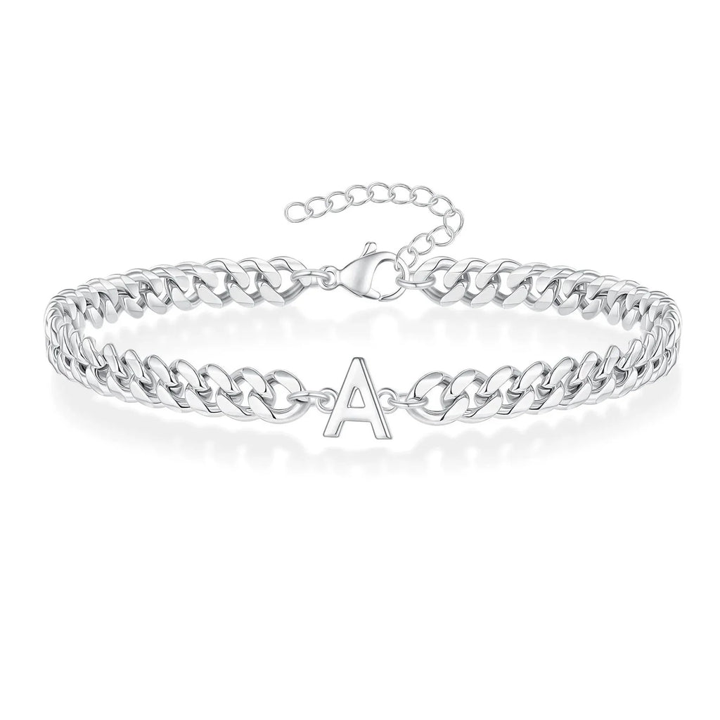 Couples Letter Initial Cuban Bracelet — product detail
