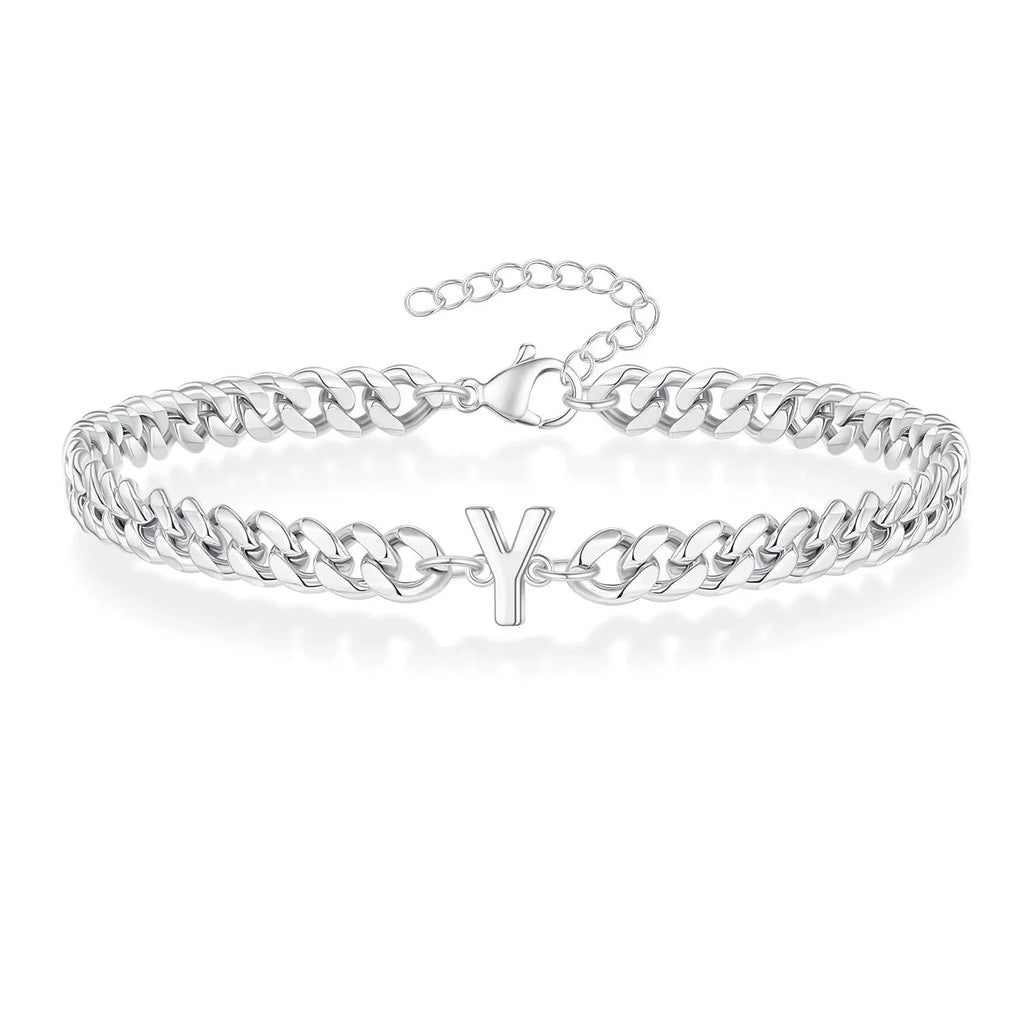 Couples Letter Initial Cuban Bracelet — product detail