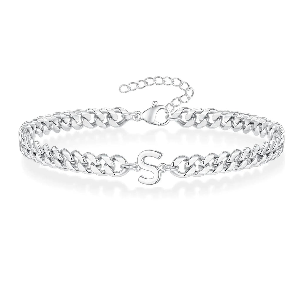 Couples Letter Initial Cuban Bracelet — product detail