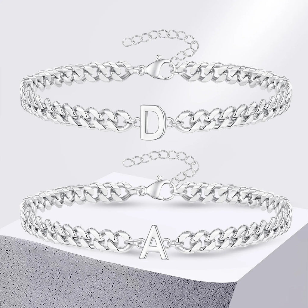 Couples Letter Initial Cuban Bracelet — product detail