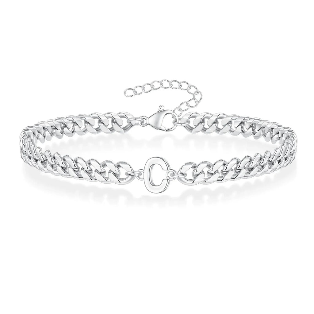 Couples Letter Initial Cuban Bracelet — product detail