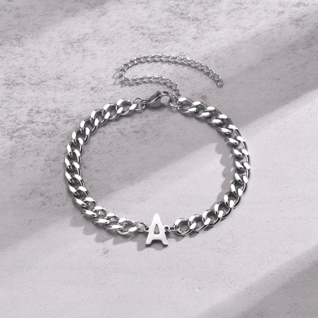 Couples Letter Initial Cuban Bracelet — product detail