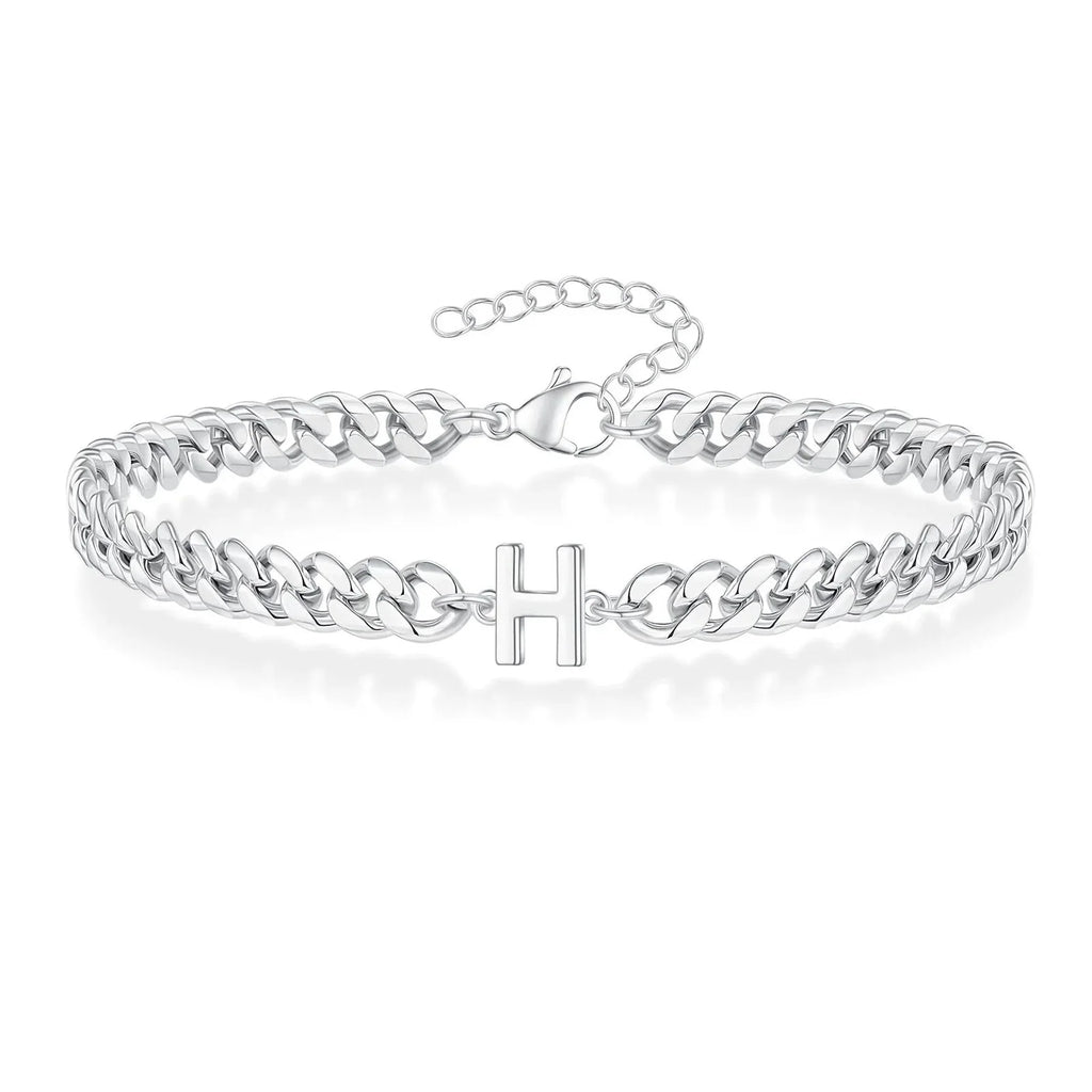 Couples Letter Initial Cuban Bracelet — product detail