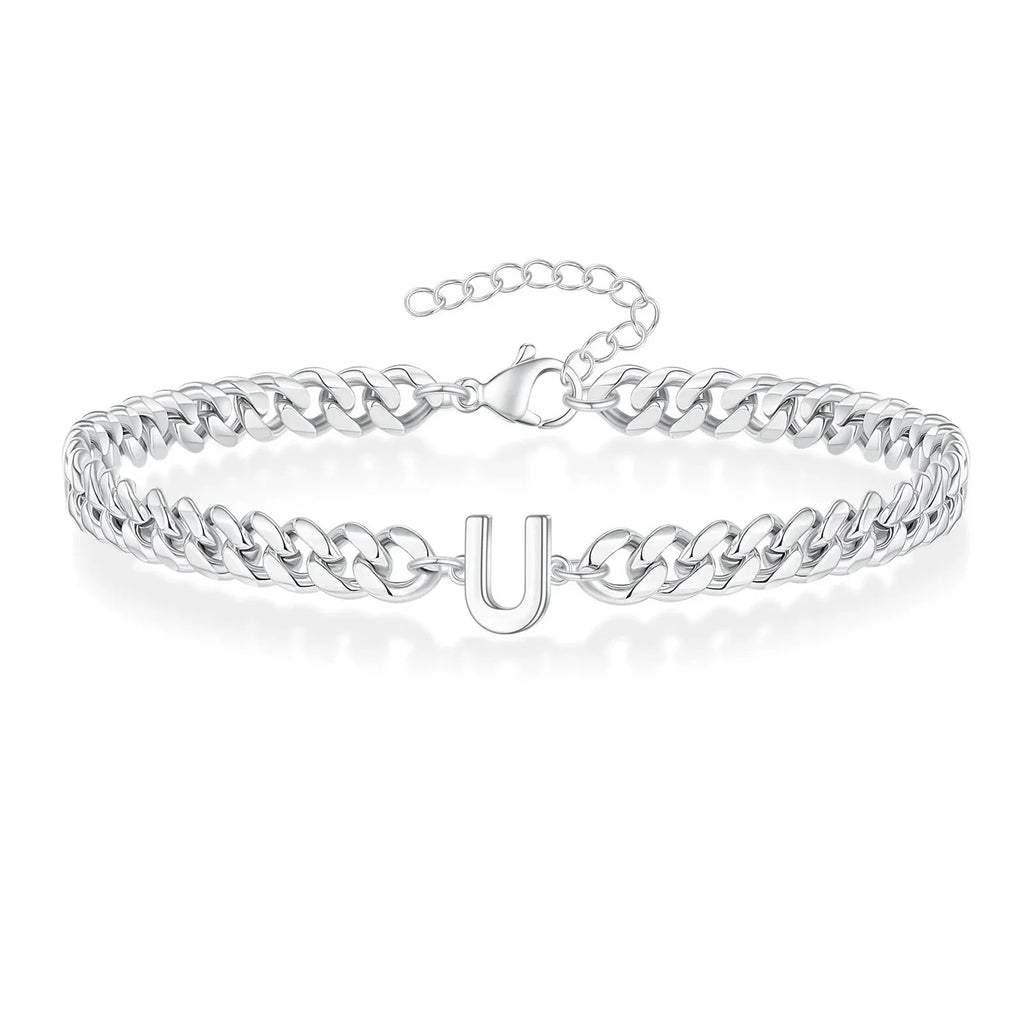 Couples Letter Initial Cuban Bracelet — product detail