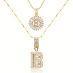 2pc 14k Sparkling Letter Initial Necklaces — product detail