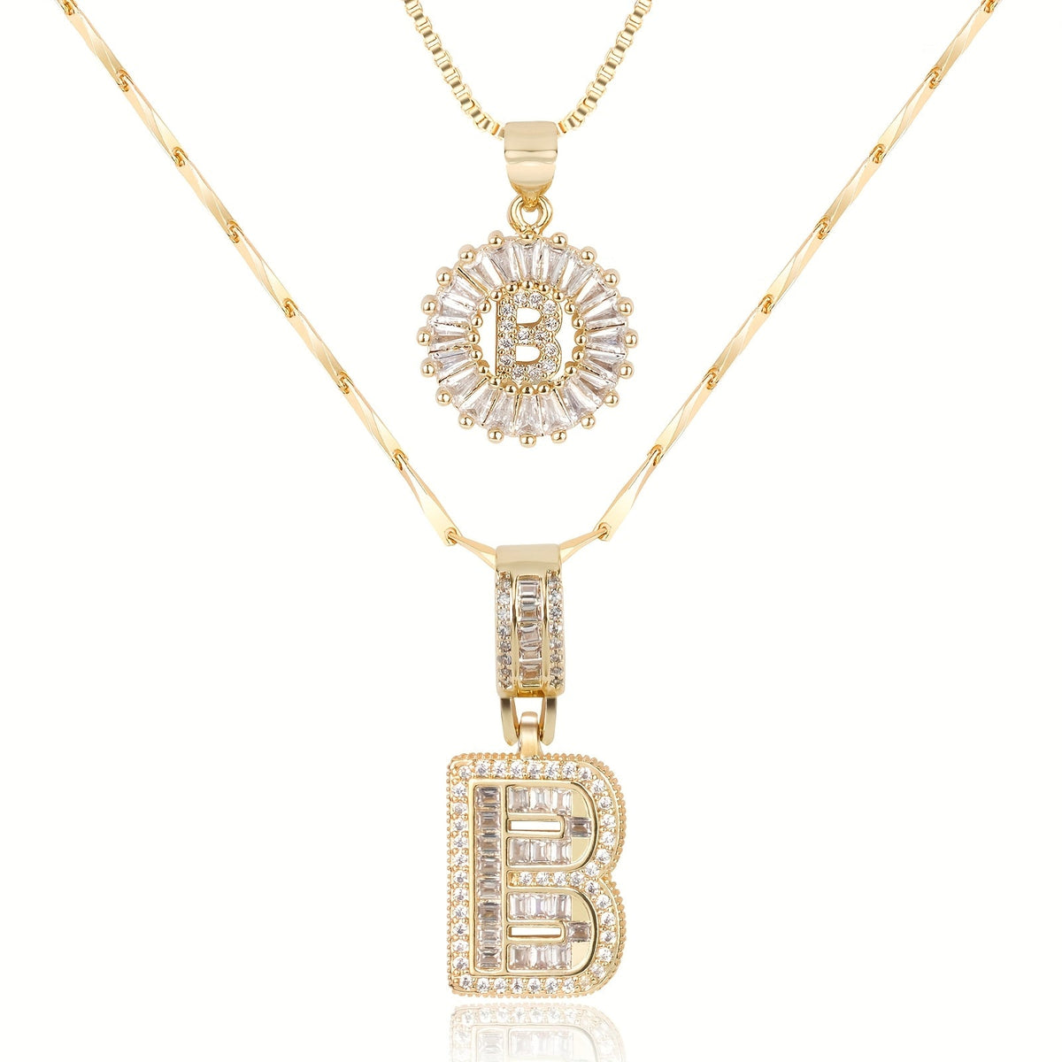 2pc 14k Sparkling Letter Initial Necklaces — product detail