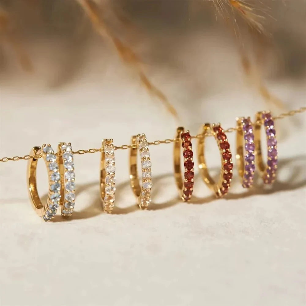 Dainty Birthstone Hoop Huggie Earrings — product detail